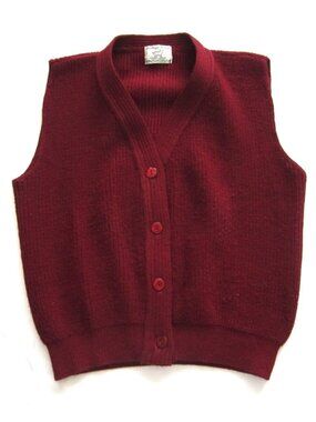 Vtg 70s College Point Women Cardigan Vest Dark Academia Ivy Preppy Sz S (WS112)